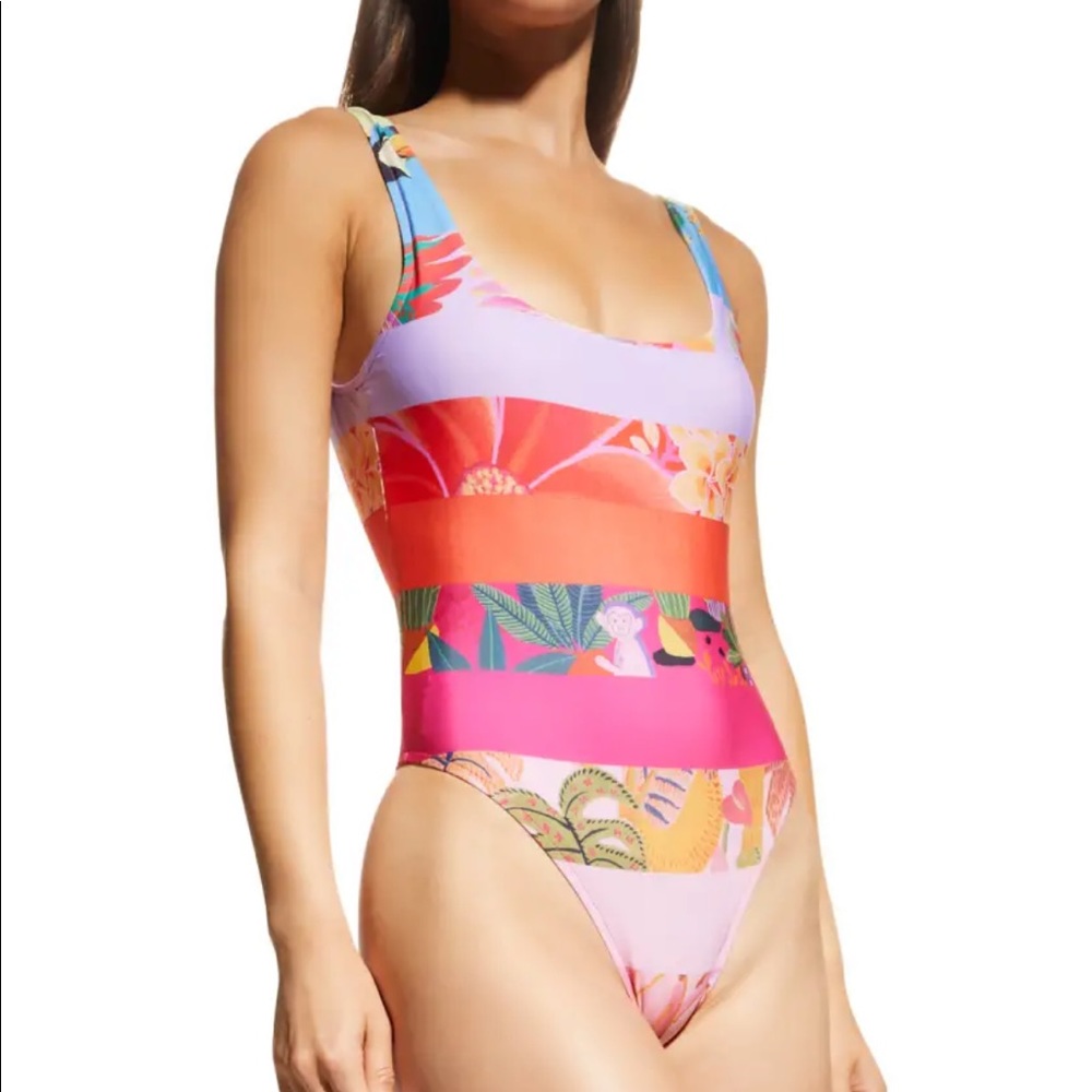 Farm Rio safari print ombré one piece. Size large. Never worn, new with tags.